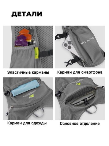Картинка рюкзак беговой Nevo Rhino 9269 Dark Grey - 5
