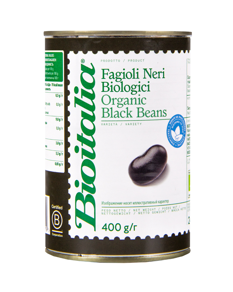 Фасоль черная Bioitalia консервированная, 400 гр.