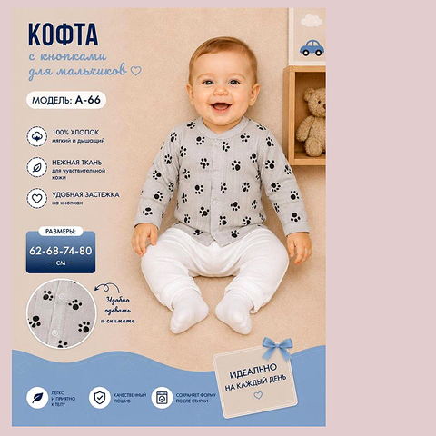 Кофточка хлопок м (62-80) 260815-R1497