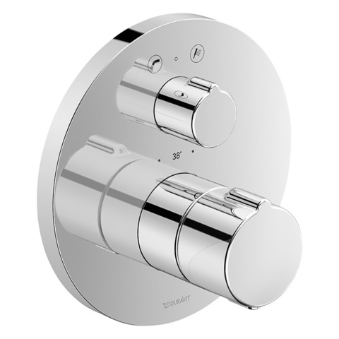 Duravit C.1 C15200014010 Смеситель термостатический для ванны скрытого монтажа (наружная часть круг) с запорным переключателем, цвет: хром