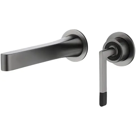 Boheme Duo 165-SGM Смеситель для раковины из стены 2х-позиционный SHINE GUN METALL