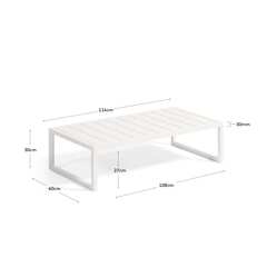 Comova Журнальный столик для улицы из белого алюминия 60 x 114 см