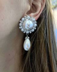 20321- Серьги клипсы Alexandra Rich с кристаллами SWAROVSKI и жемчугом
