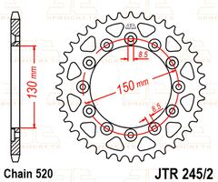 JTR245/2.50 Звезда задняя ведомая WR250F WR250R WR250X WR450F