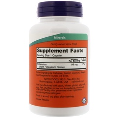 Now Foods, Калий цитрат, 99 мг, 180 капсул