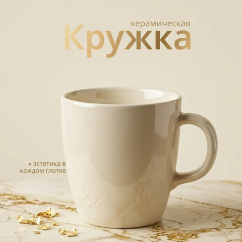 Керамическая кружка, 370 мл, бежевый