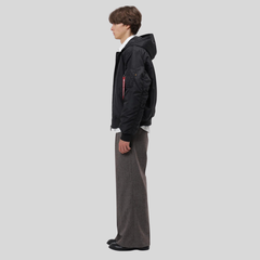 Бомбер Alpha Industries MA-1 Hooded Logo Oxford Black (Черный)