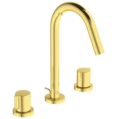 Ideal Standard BC783A2 Двурукоятковый смеситель для раковины под 3 отверстия, с донным клапаном, 5 л/мин Brushed Gold / Шлифованное Золото фото