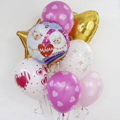 Шар Аг 18''/46 см, Круг, Мама - это любовь, Мама-Лама, Розовый, 1 шт.