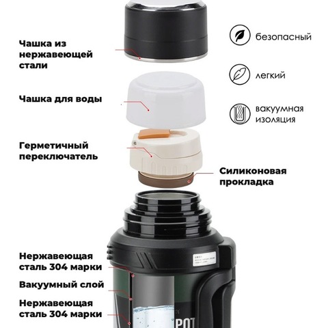 Картинка термос Dkadi KD9065-2 Black - 4