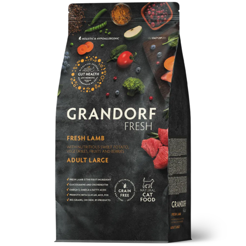 GRANDORF FRESH Свежее мясо ягненка с бататом для кошек крупных пород