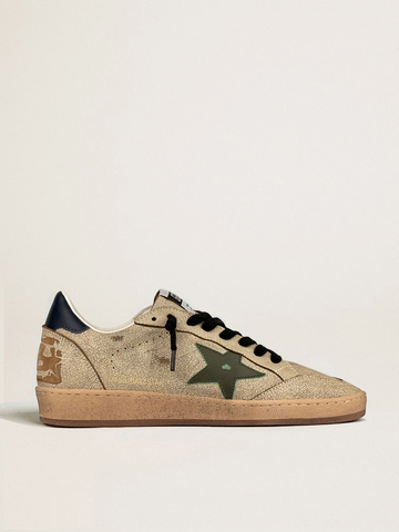 Men's Ball Star in cracked leather with green suede star