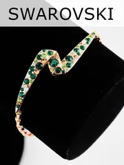 Браслет Молния с зелеными кристаллами Swarovski