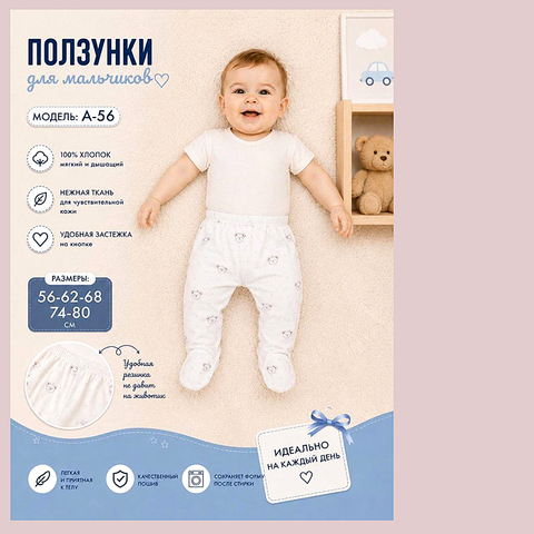 Ползунки хлопок м (56-80) 260815-R1515