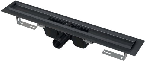 Alcaplast APZ1BLACK-1450 Водоотводящий желоб с порогами для перфорированной решетки, черный-мат