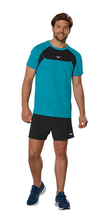 Мужская беговая футболка Mizuno DryAeroFlow Tee синяя - 5
