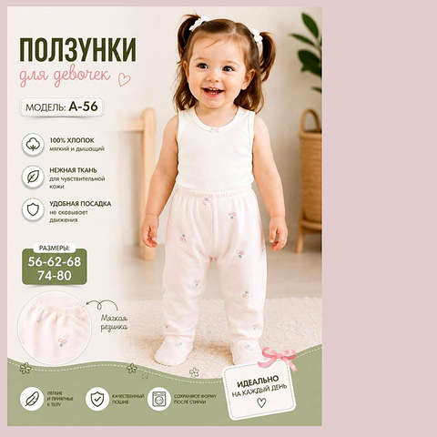 Ползунки хлопок д (56-80) 260815-R1510