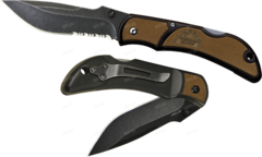 Складной нож OUTDOOR EDGE Chasm Medium, серрейторная кромка лезвия, коричневая рукоятка