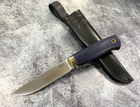 Нож Кузьмич Норт Эксперт, N690, микарта синяя, 349.5256