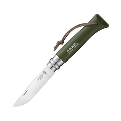 Фото Нож Opinel №8 Trekking, нержавеющая сталь, кожаный темляк, хаки