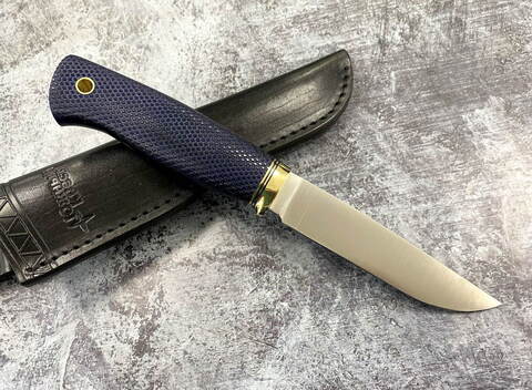 Нож Кузьмич Норт Эксперт, N690, микарта синяя, 349.5256