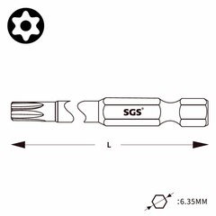 Бита T30H х150мм TORX TR (с отверстием) S2 1шт SGS 63150-TT30
