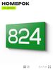 Номер на дверь 824, табличка на дверь для офиса, квартиры, кабинета, аудитории, склада, зеленая 120х70 мм, Айдентика Технолоджи