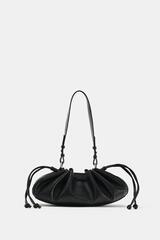 ZARA УДЛИНЕННАЯ СУМКА СО СБОРКАМИ, ЧЕРНЫЙ