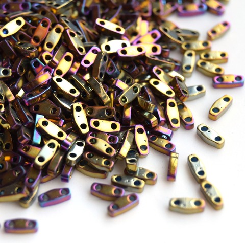 QTL-0188 Бисер Миюки четверть Тилы Металлический фиолетово-золотой ирис/Miyuki quarter Tila Metallic purple gold iris