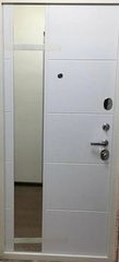 Входная металлическая дверь с зеркалом Лабиринт Скайлаб Веллюто Гриджио с тонированной зеркальной вставкой 19 Белый софт, матовый без текстуры