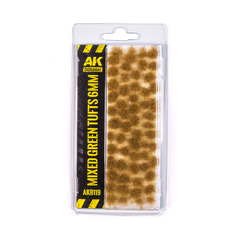 Имитация травы AK Interactive Mixed green tufts 6mm