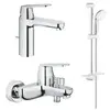 GROHE Eurosmart Cosmopolitan 1000179 Комплект смесителей для раковины, ванны с душевым гарнитуром и полкой, хром