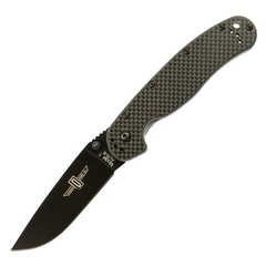 Фото Нож складной Ontario RAT-1, сталь Aus-8, рукоять carbon fiber, black
