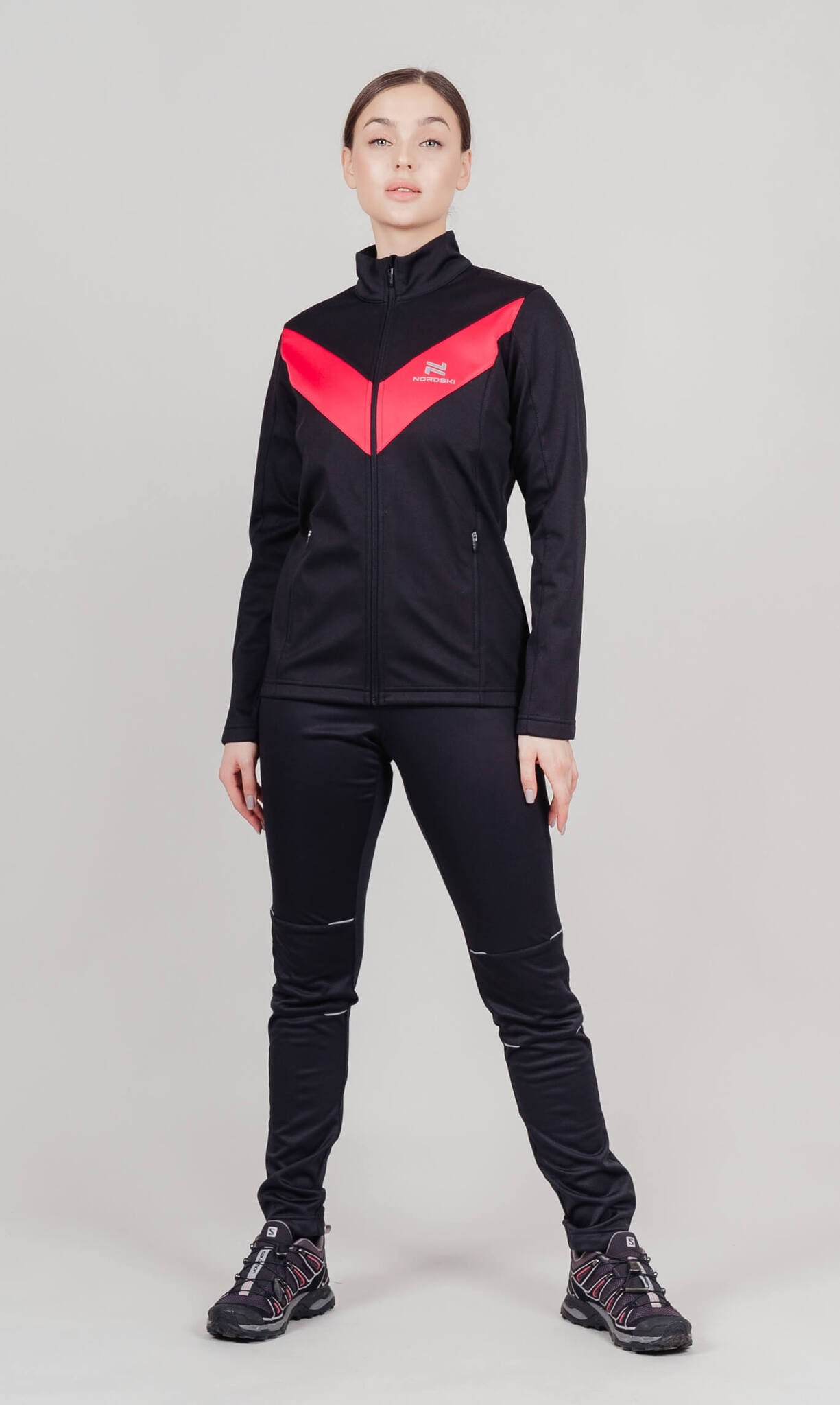 Женская утепленная разминочная куртка Nordski Base black-pink - 7