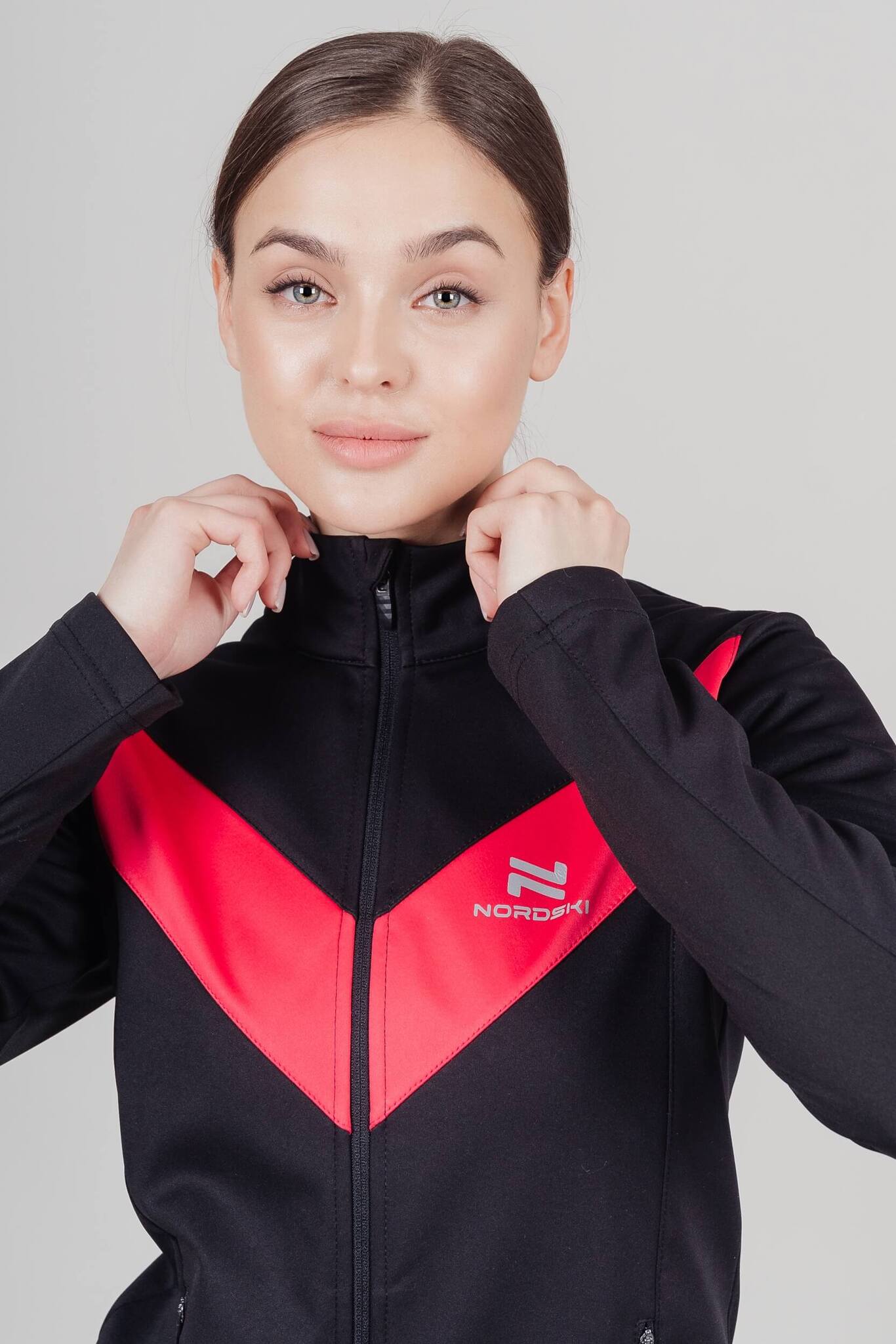 Женская утепленная разминочная куртка Nordski Base black-pink - 5