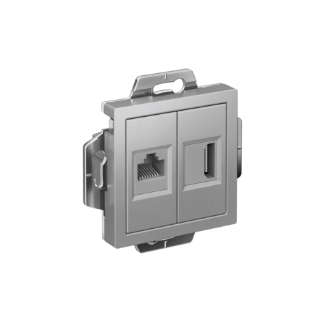 Розетка двойная HDMI+RJ45, кат.5Е - AtlasDesign - алюминий