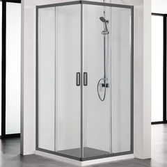 Aquatek AQ ARI KV 10020BL Душевой уголок квадратный, двери раздвижные 1000x1000x2000 профиль черный, стекло прозрачное фото