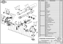 Воздуходув аккумуляторный DDE BlueTech VBB 2740 (обдув 270 м3/ч, скор., 52 м/с, всас-е 590 м3/ч, скор., 46 м/с, сборник, без ЗУ и АКБ) 909-310
