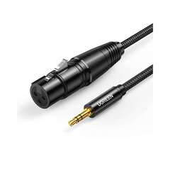 Кабель UGREEN AV182 (20244) 3.5mm Three-Pole Male to XLR Female Audio Cable, 2м, черный