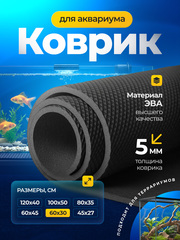 Коврик черный под аквариум и террариум / 60х30 см