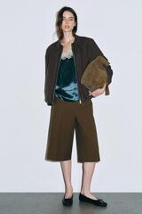 ZARA КОЖАНЫЕ БАЛЕТКИ С БАНТИКОМ, ЧЕРНЫЙ