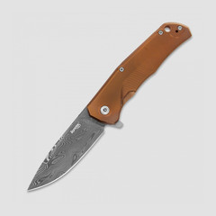 Фото Складной нож LionSteel TRE DT BR-BR, сталь дамаск, рукоять титан