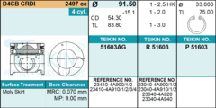 ПОРШЕНЬ 0,5 STAREX A1, SORENTO BL 2,5 ДИЗ DOHC D4CB CRDI TEIKIN 91,5 2,5-2,0-3,0 (+ПАЛЕЦ)