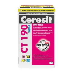 Смесь штукатурно-клеевая для минераловатных плит Ceresit СТ 190 зимняя, 25 кг