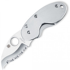 Фото Нож складной Cricket Spyderco 29S, сталь VG-10 Satin Serrated, рукоять нержавеющая сталь