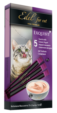 Edel Cat лакомство для кошек сливочный йогурт с индейкой  75г