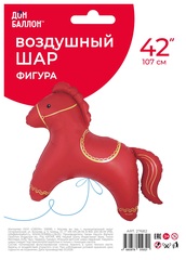 Шар К Фигура, Лошадка, Сатин, Красный, 42''/107 см, 1 шт.