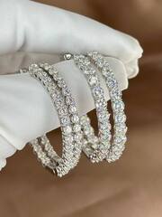 Серьги-конго TIFFANY из серебра с муассанитами 4мм d30/40/50mm