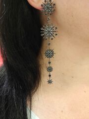 Серьги FIVE STARS с черными кристаллами в черном родии в стиле Ko Jewelry