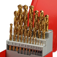 Набор сверл по металлу 1-13мм 25шт DIN338 HSS-G TiN 118° (мет. кейс) H-Tools Pro 250215PRO